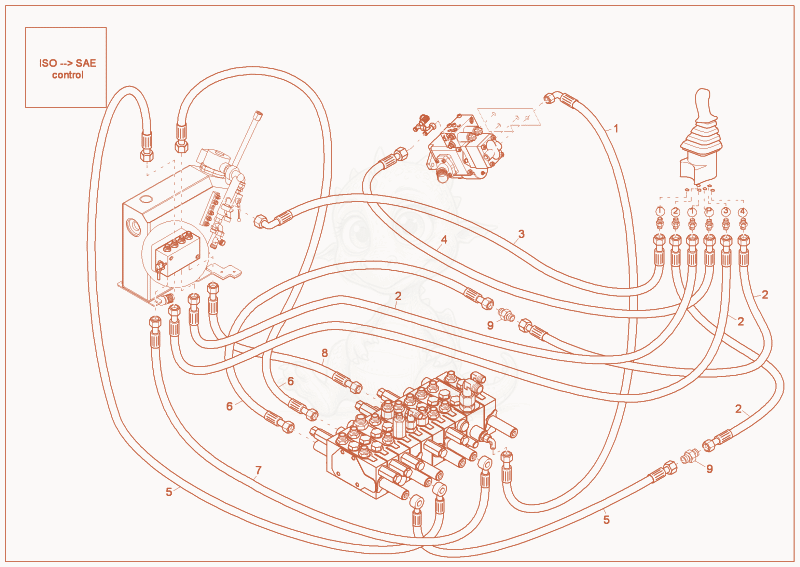 Exploded parts diagram of the HAND LEVERS RIGHT INST. (OPTION 8/2 VALV of a Wacker Neuson 1703, with numbered balloons