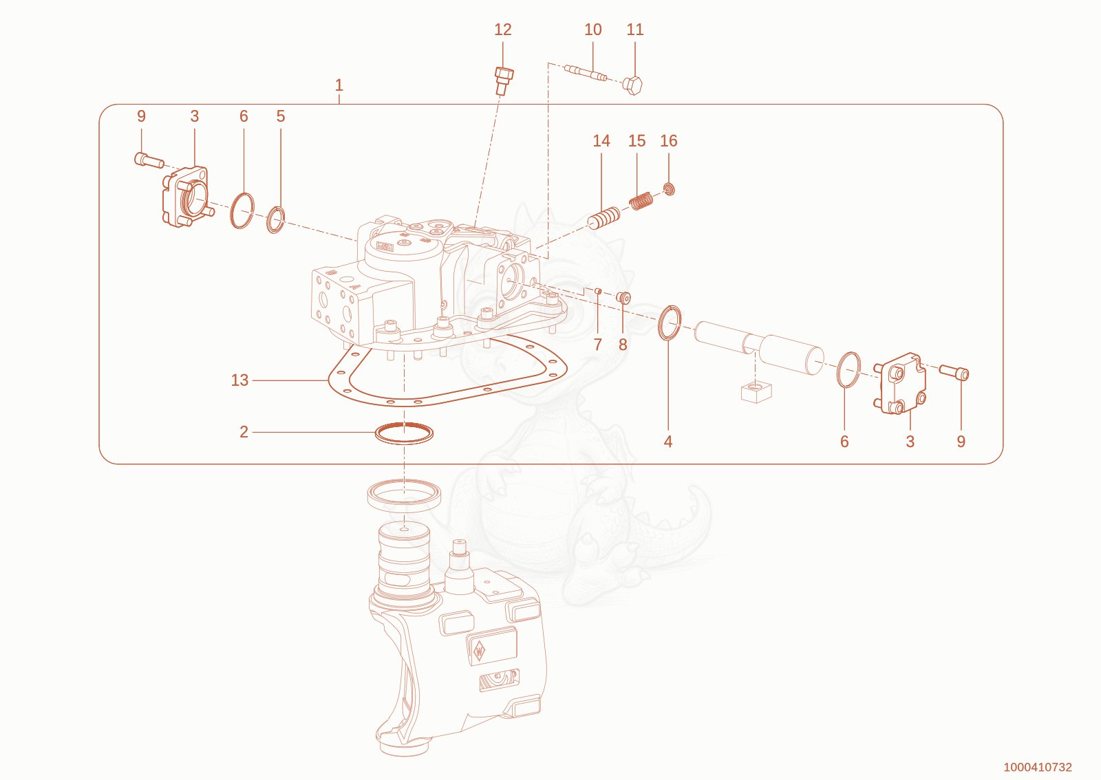 Exploded parts diagram of the Control cover of a Wacker Neuson TH745(416-32), with numbered balloons