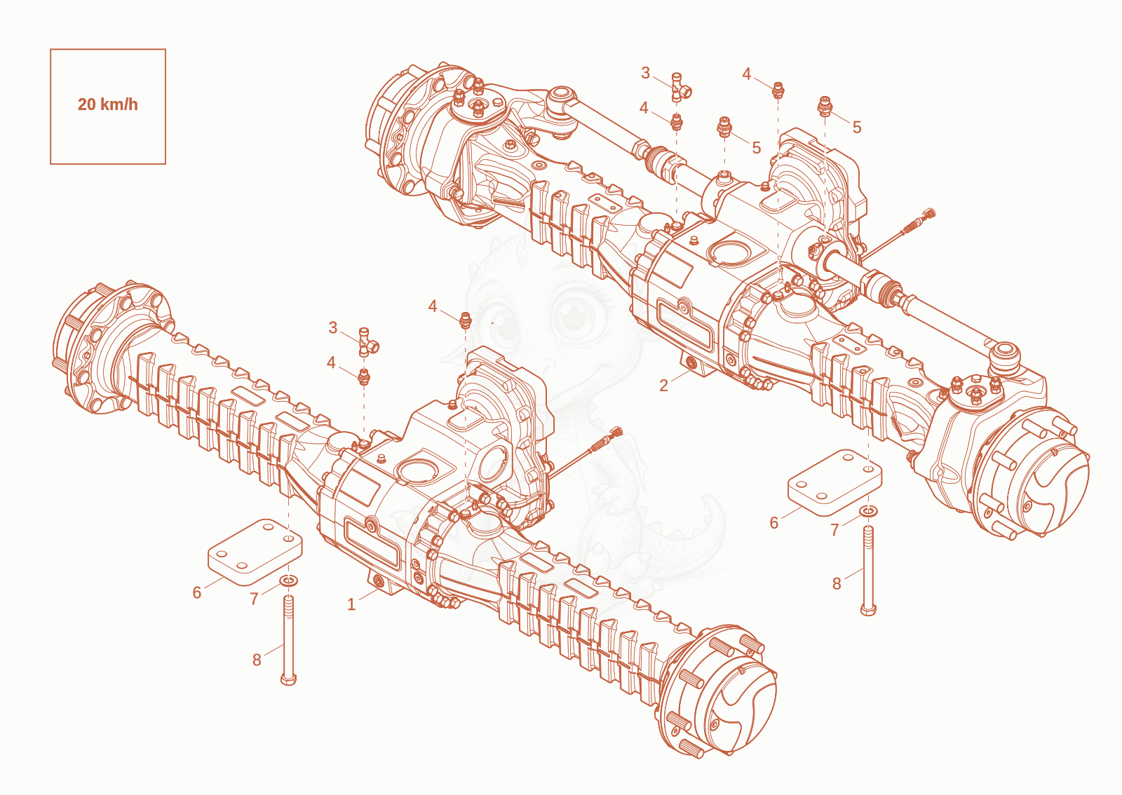 Exploded parts diagram of the REAR AXLE of a Wacker Neuson EW100-2, with numbered balloons