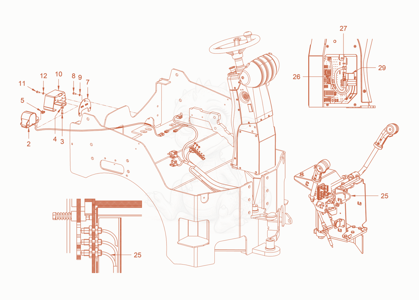 Exploded parts diagram of the back-up alarm self adjusting of a Wacker Neuson RD40-130C.3, with numbered balloons