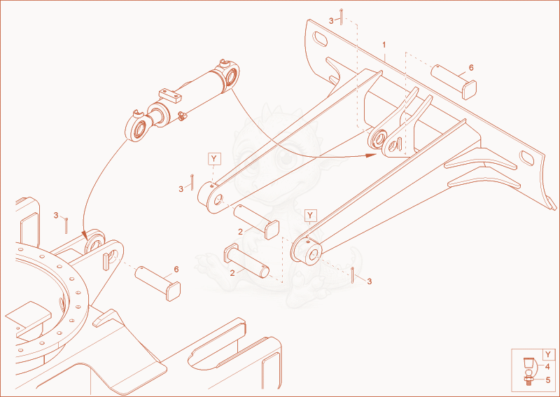 Exploded parts diagram of the dozer blade of a Wacker Neuson ET18, with numbered balloons