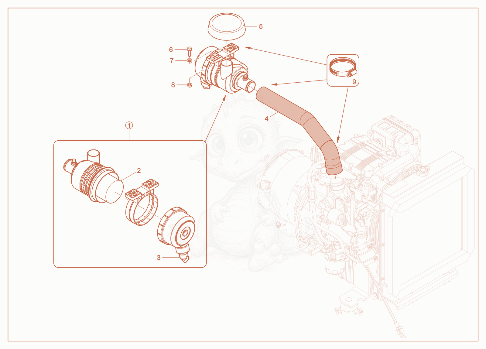 Exploded parts diagram of the Air Cleaner of a Wacker Neuson HSH3000, with numbered balloons