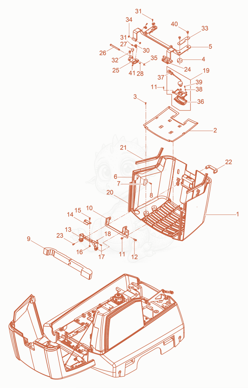 Exploded parts diagram of the Bonnet rear of a Wacker Neuson DPU130LE, with numbered balloons