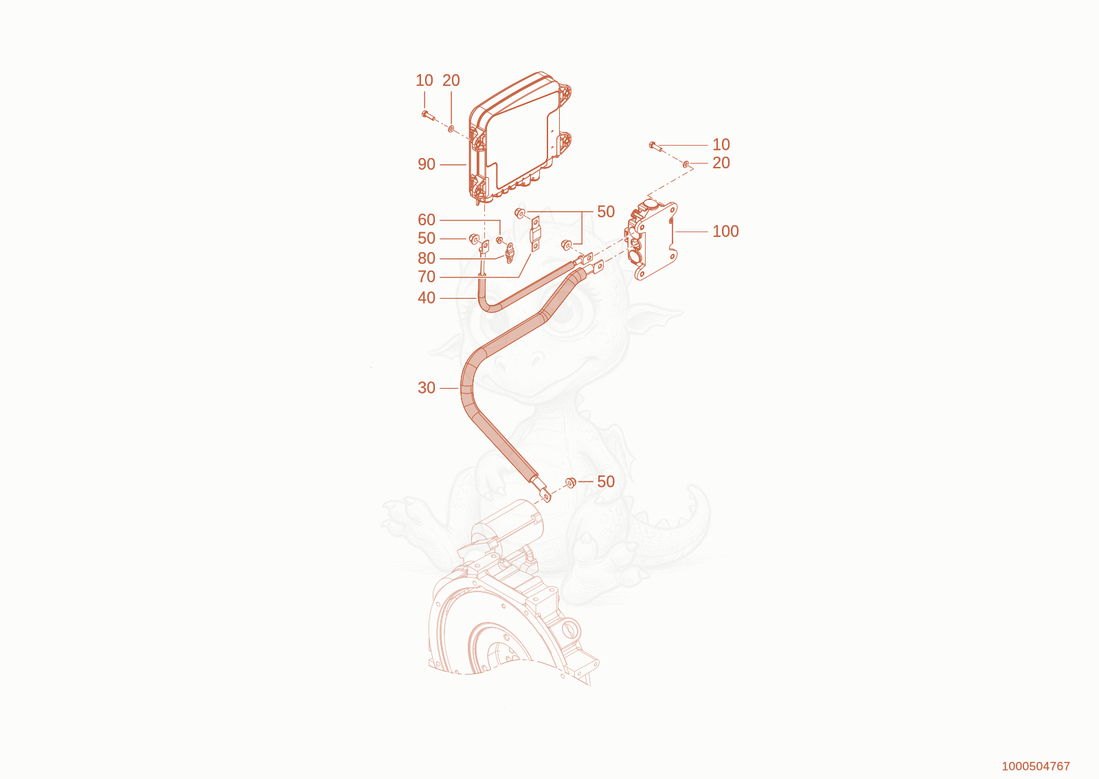 Exploded parts diagram of the Main fuse of a Wacker Neuson WL28(A01-01), with numbered balloons