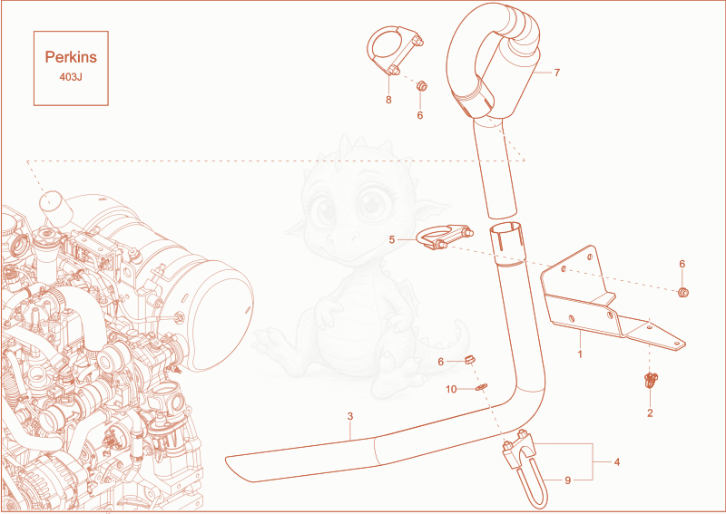 Exploded parts diagram of the EXHAUST (Option) SP of a Wacker Neuson DW30, with numbered balloons