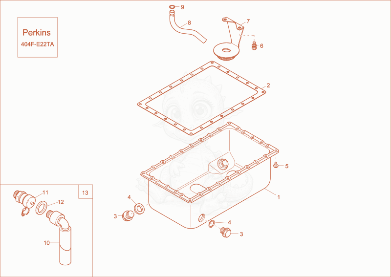 Exploded parts diagram of the OILPAN of a Wacker Neuson EW65, with numbered balloons