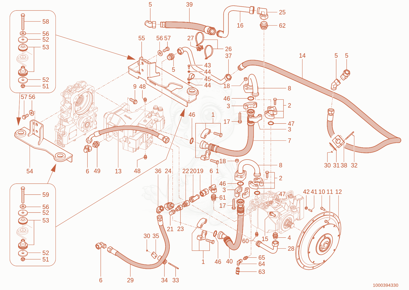 Exploded parts diagram of the SP DRIVES CYCLE of a Wacker Neuson WL95(WRL90-00), with numbered balloons
