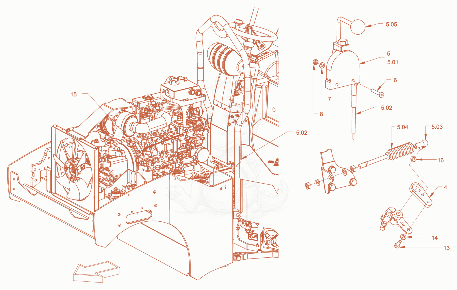 Exploded parts diagram of the engine control of a Wacker Neuson RD27-120C, with numbered balloons