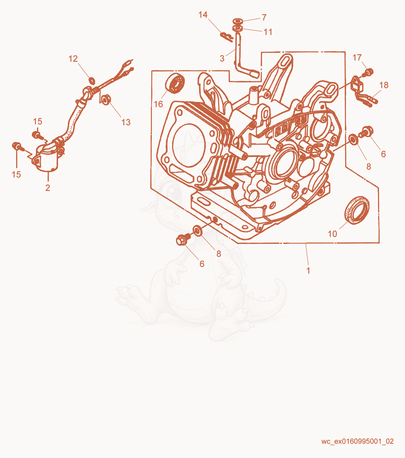 Exploded parts diagram of the Cylinder cpl. of a Wacker Neuson GP3800A, with numbered balloons