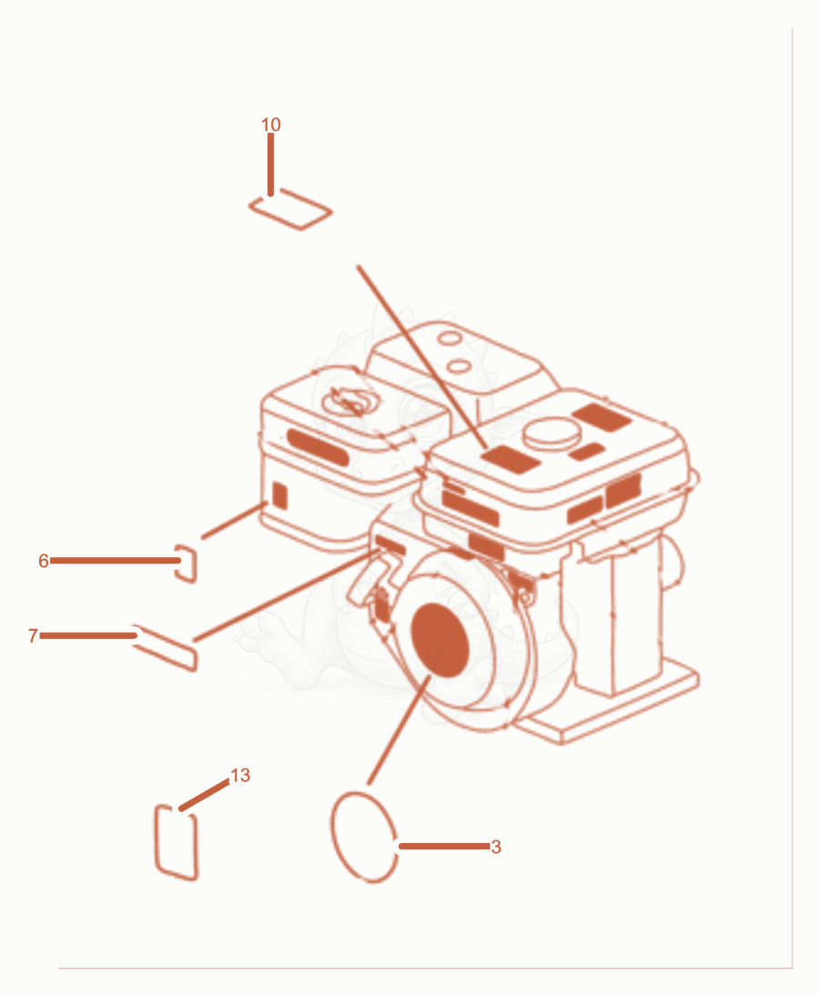Exploded parts diagram of the Labels of a Wacker Neuson BRS90, with numbered balloons