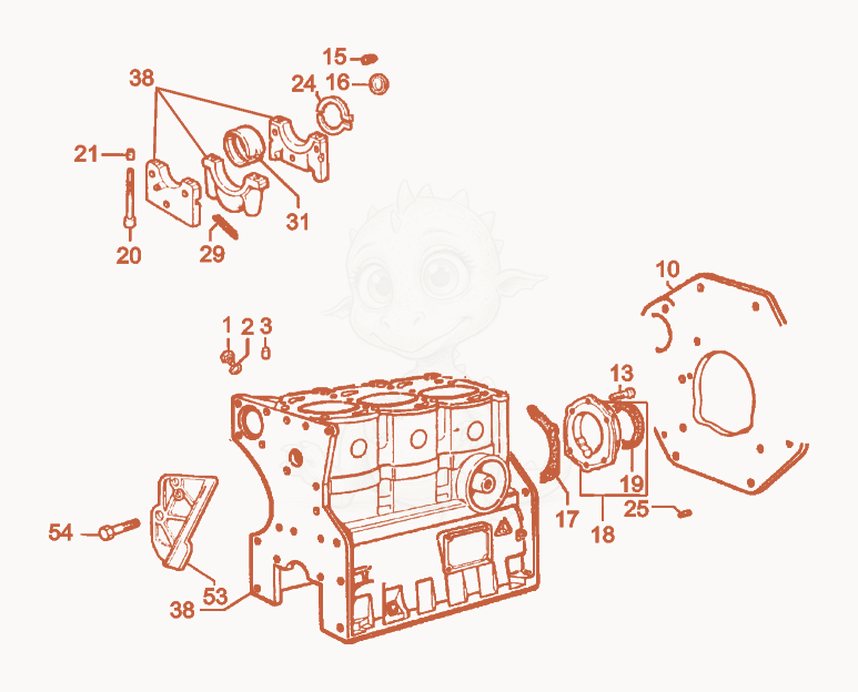 Exploded parts diagram of the Crankcase cpl. of a Wacker Neuson RT82-SC2, with numbered balloons