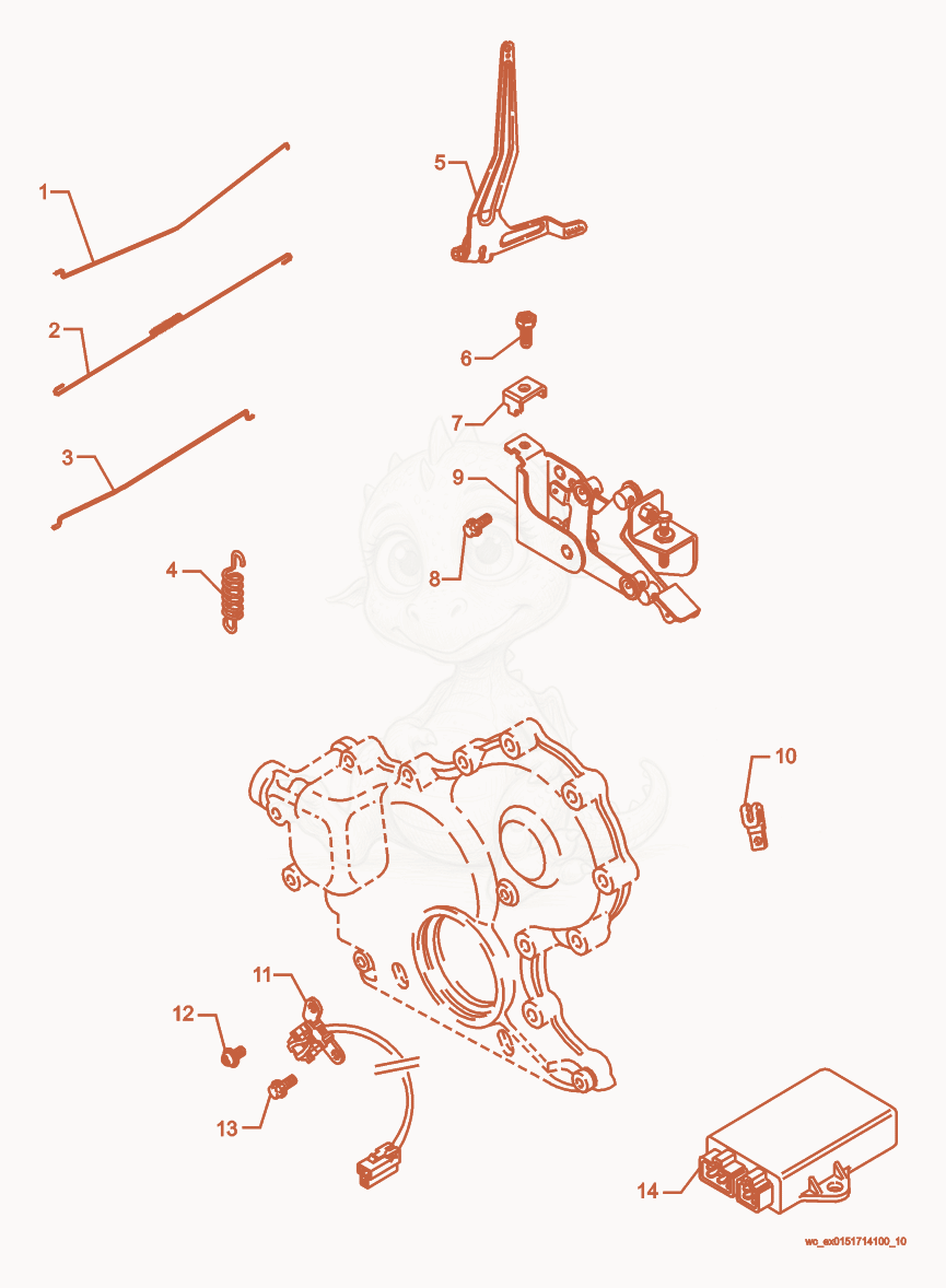 Exploded parts diagram of the Engine Control of a Wacker Neuson CRT48-31V, with numbered balloons