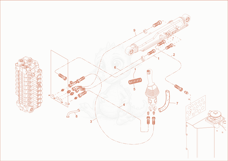 Exploded parts diagram of the LIFTING BOOM OPERATION of a Wacker Neuson ET65, with numbered balloons