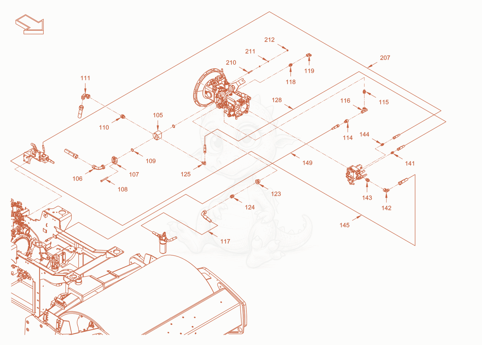 Exploded parts diagram of the advance drive of a Wacker Neuson RC50DPFROPS, with numbered balloons