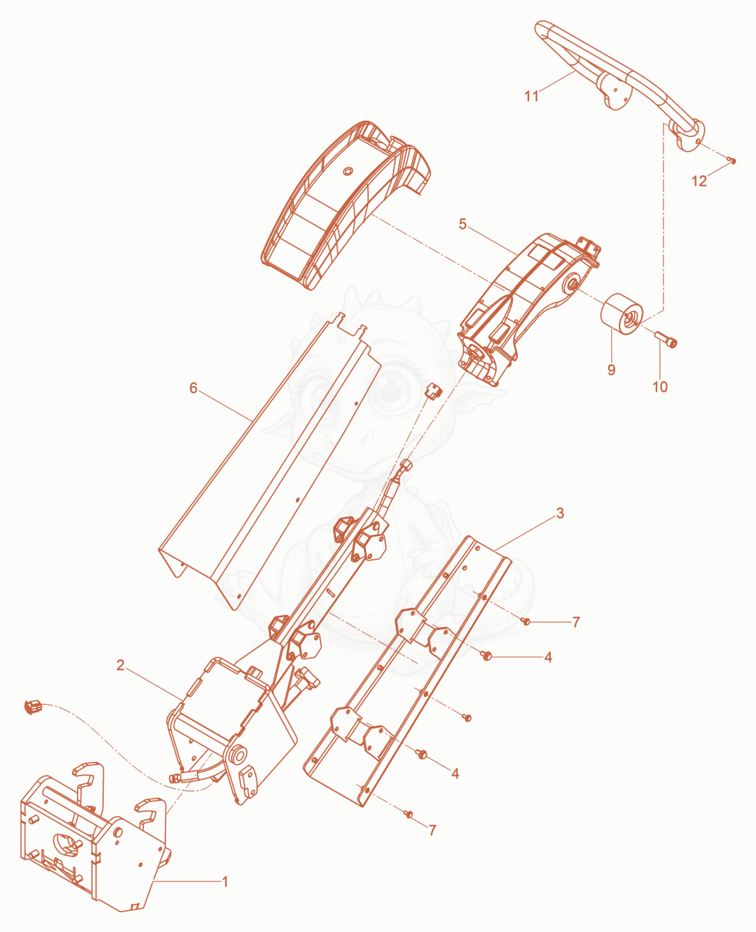 Exploded parts diagram of the center pole cpl. DPU80/90 of a Wacker Neuson DPU80/110KMAT, with numbered balloons