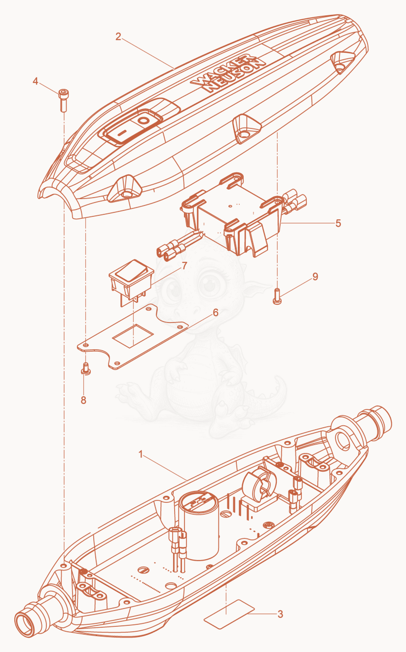Exploded parts diagram of the Converter cpl. of a Wacker Neuson IEC58/230/5R, with numbered balloons
