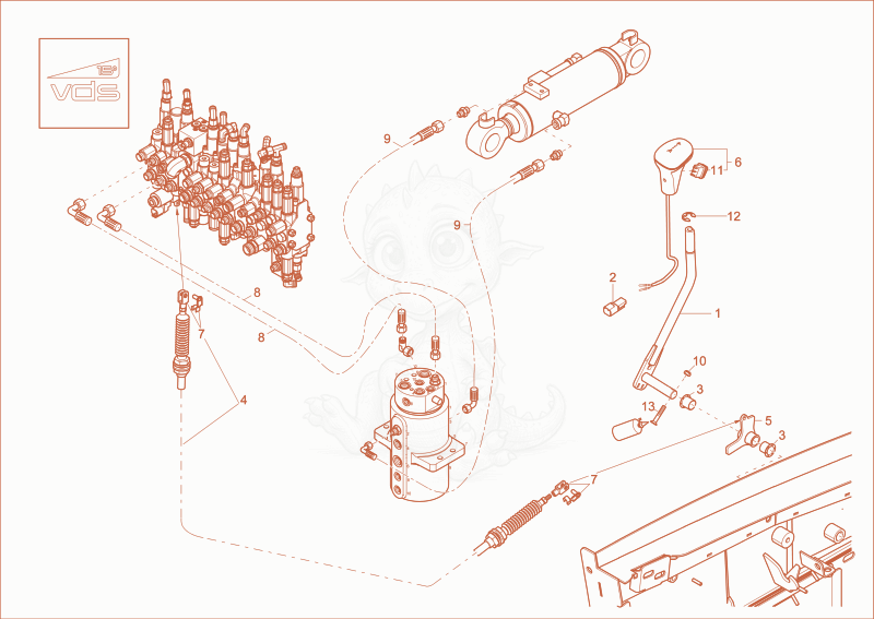 Exploded parts diagram of the DOZER BLADE OPERATION (OPTION) of a Wacker Neuson EZ26, with numbered balloons