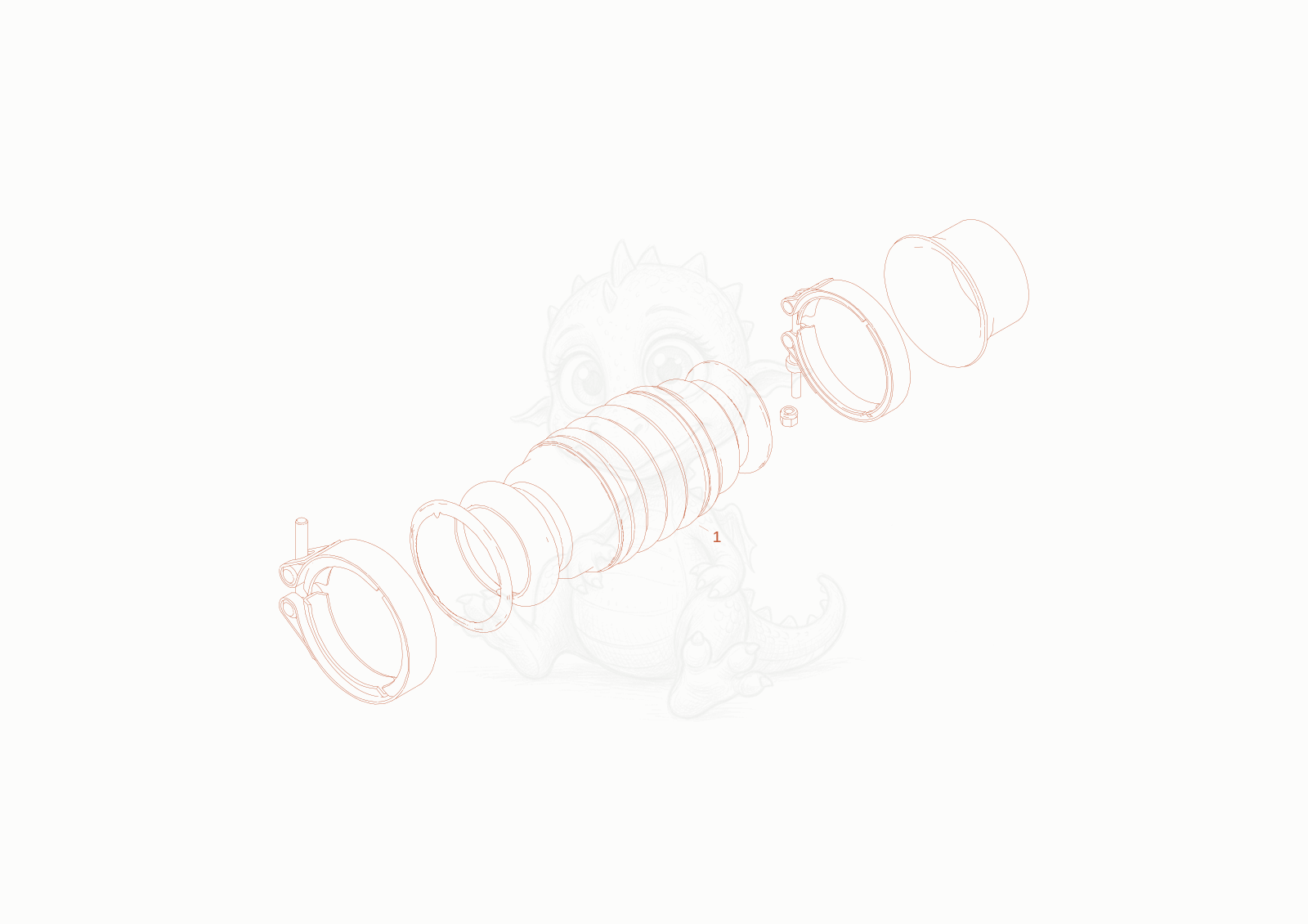 Exploded parts diagram of the exhaust hose of a Wacker Neuson WL52CANOPY, with numbered balloons