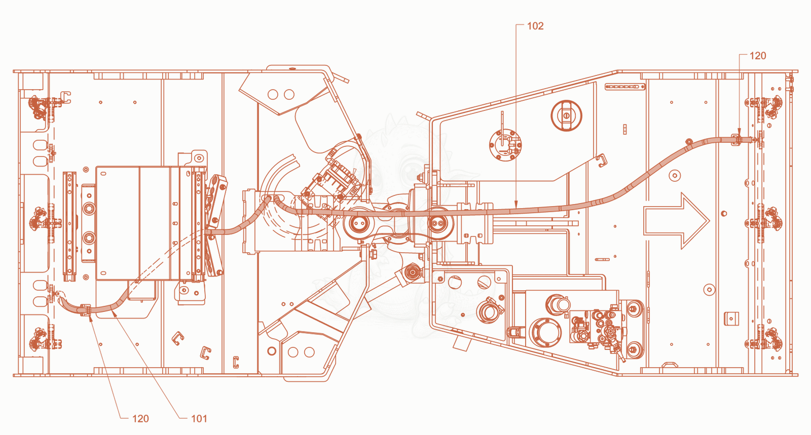 Exploded parts diagram of the sprinkling of a Wacker Neuson RD24-100DPF, with numbered balloons