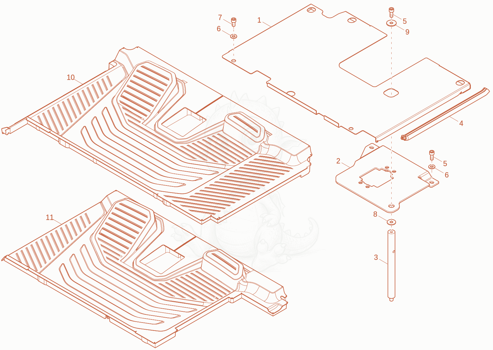 Exploded parts diagram of the FLOOR PANEL of a Wacker Neuson ET25-2, with numbered balloons