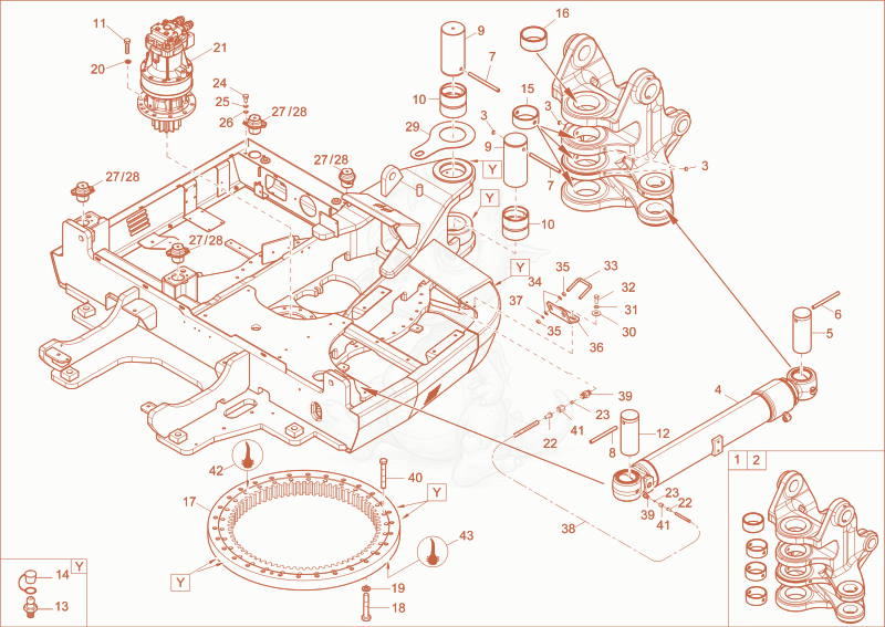 Exploded parts diagram of the chassis of a Wacker Neuson 14504, with numbered balloons