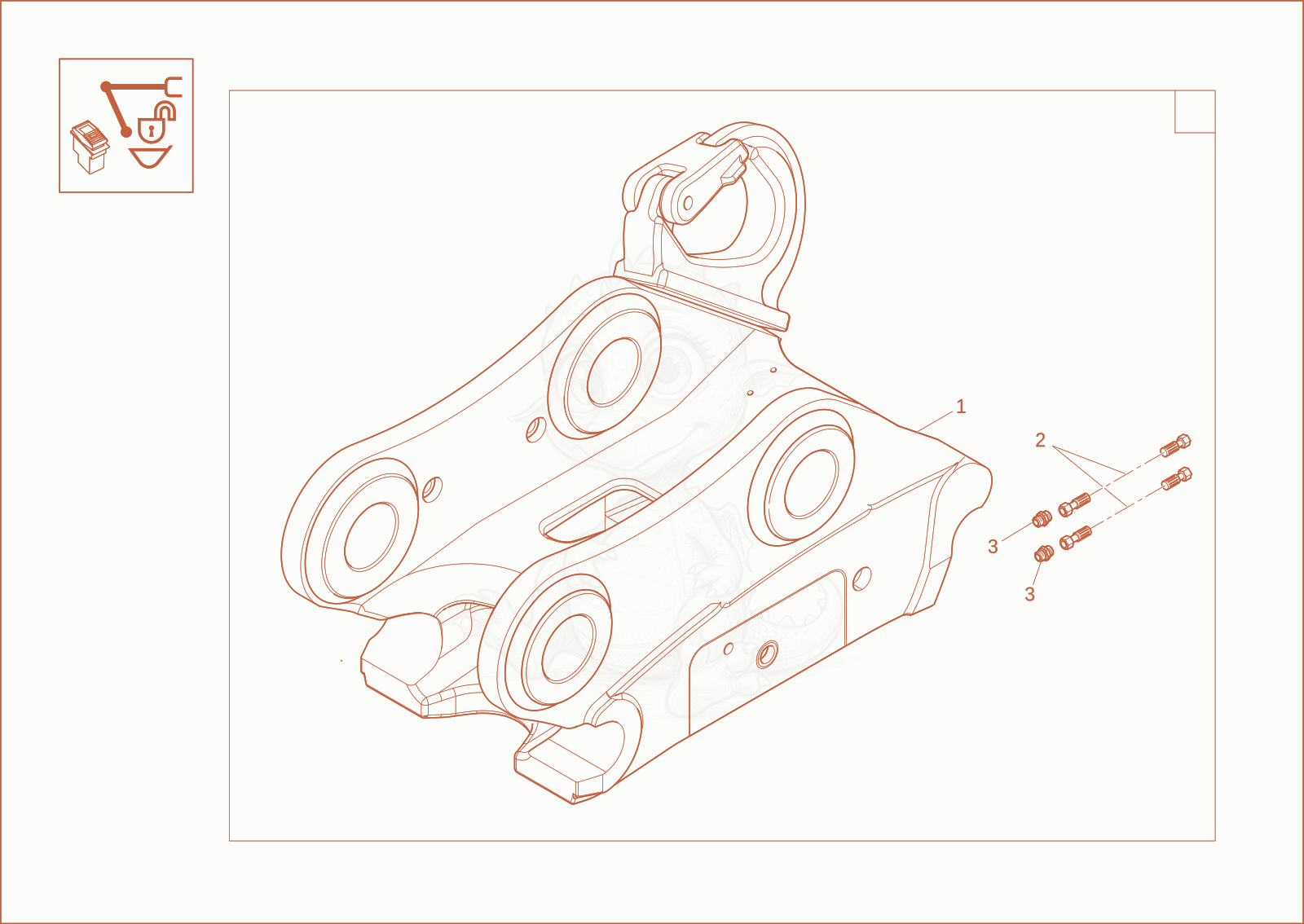 Exploded parts diagram of the Oil Quick load hook (Option) of a Wacker Neuson ET145, with numbered balloons
