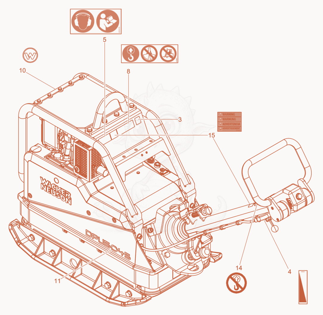 Exploded parts diagram of the Labels US of a Wacker Neuson DPU5045H, with numbered balloons