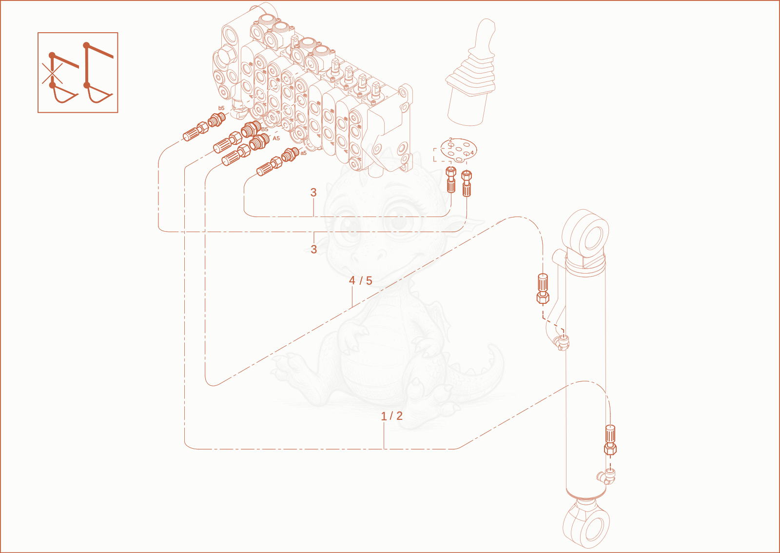 Exploded parts diagram of the BUCKET OPERATION (DIPPERSTICK LONG) of a Wacker Neuson 1404, with numbered balloons
