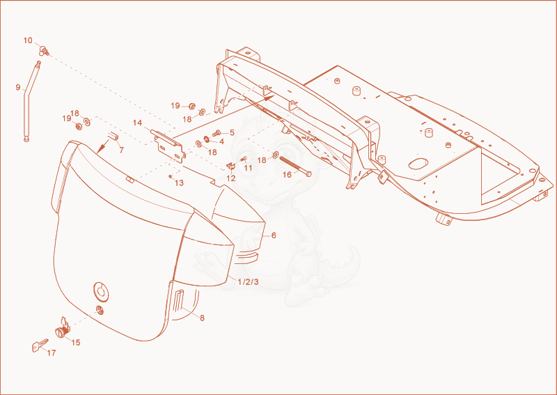 Exploded parts diagram of the REAR WALL, BONNET of a Wacker Neuson 2404, with numbered balloons