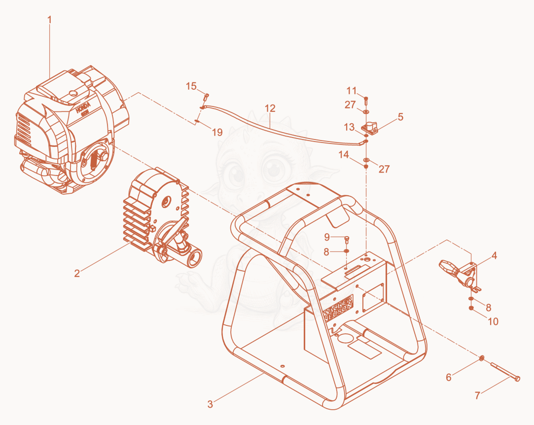 Exploded parts diagram of the Drive Engine of a Wacker Neuson A1500/035ANSI, with numbered balloons