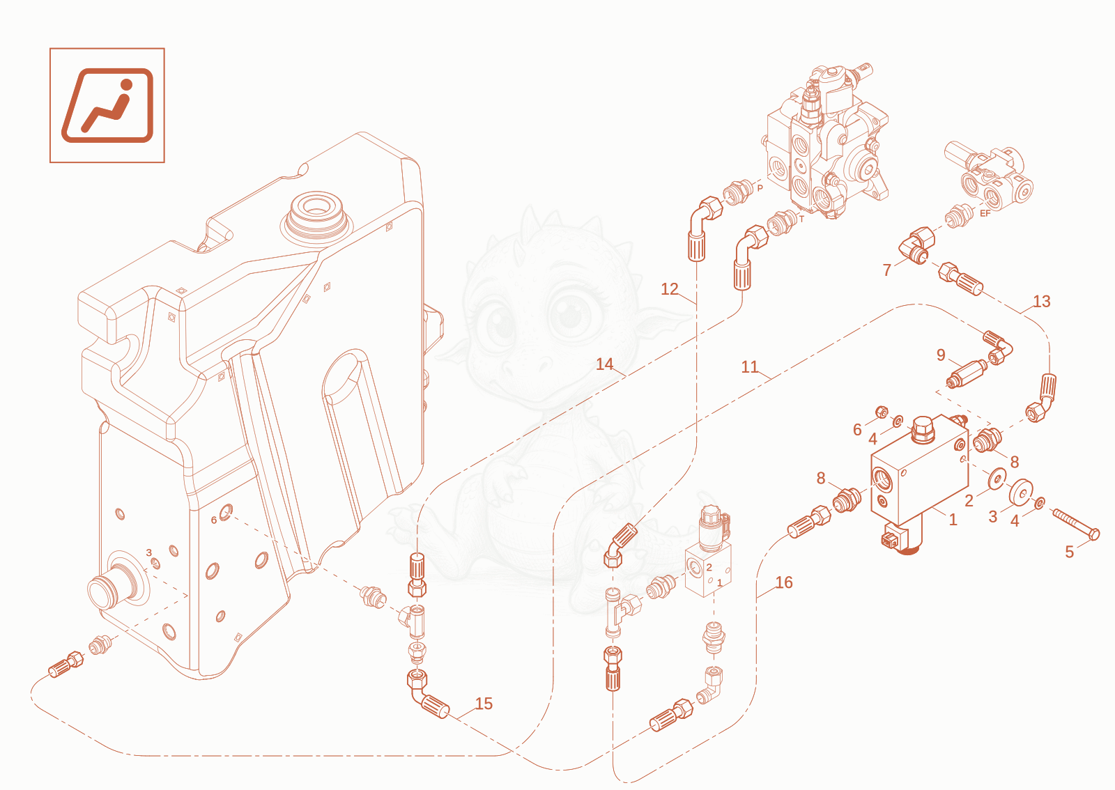 Exploded parts diagram of the VALVE option of a Wacker Neuson DW60-3, with numbered balloons