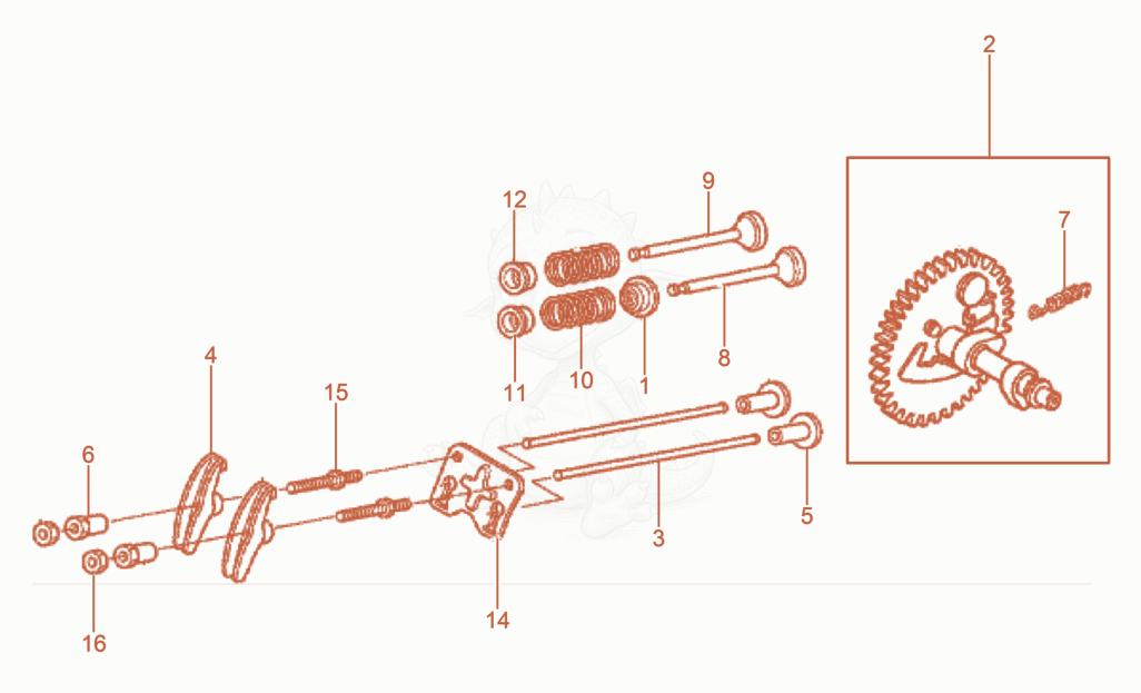 Exploded parts diagram of the Camshaft of a Wacker Neuson VP1030A, with numbered balloons