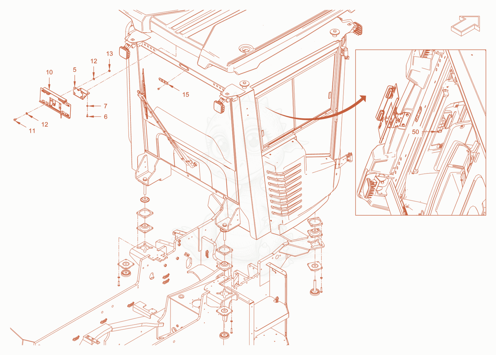 Exploded parts diagram of the homologation australia of a Wacker Neuson RC110CAB, with numbered balloons