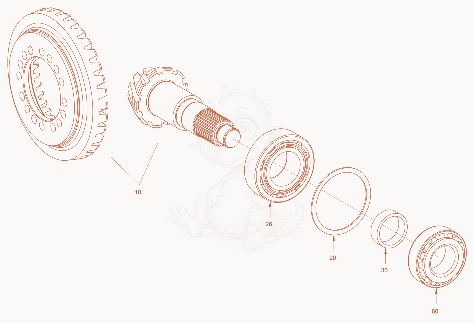 Exploded parts diagram of the planetary axle and suspension of a Wacker Neuson RC110P, with numbered balloons
