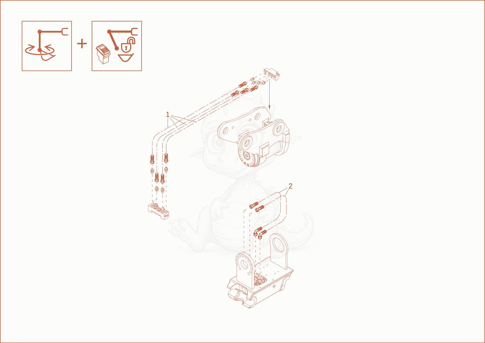 Exploded parts diagram of the Powertilt+Easy Lock Installati (Option) of a Wacker Neuson ET42, with numbered balloons