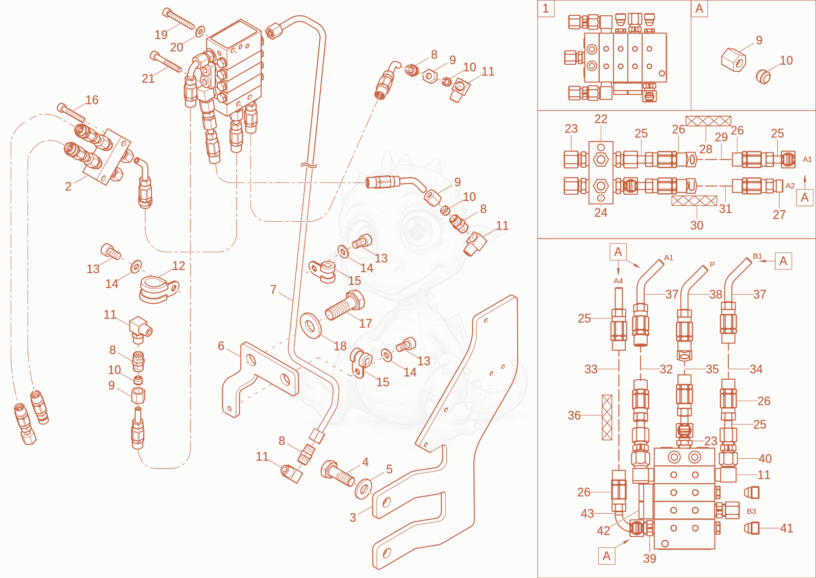 Exploded parts diagram of the LUB OIL SYSTEM dipperstick option of a Wacker Neuson EW100-2, with numbered balloons