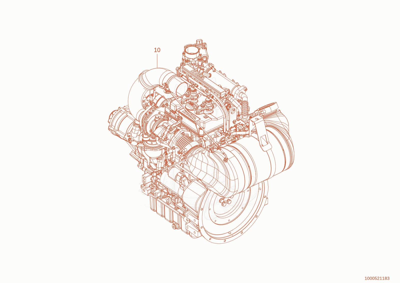 Exploded parts diagram of the engine KDI1903TCR of a Wacker Neuson WL950(A05-01), with numbered balloons