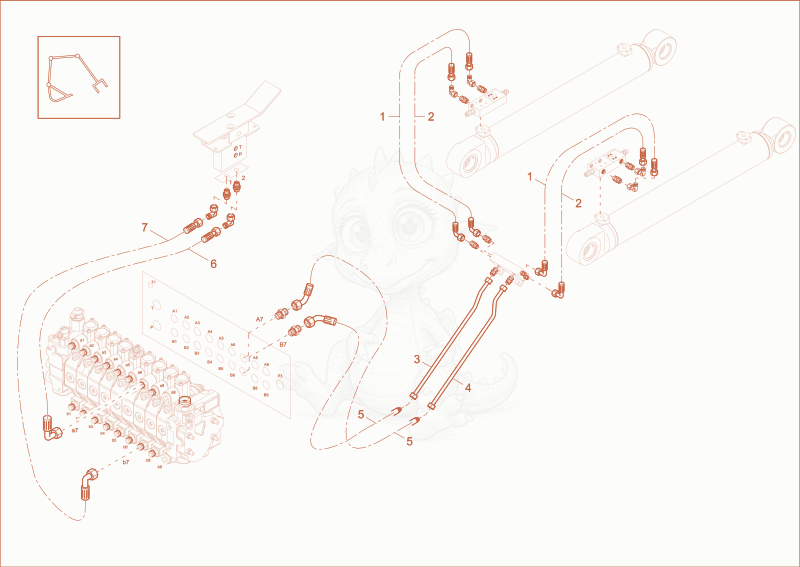 Exploded parts diagram of the LUFFING BOOM CYLINDER OPERATION of a Wacker Neuson EW100, with numbered balloons