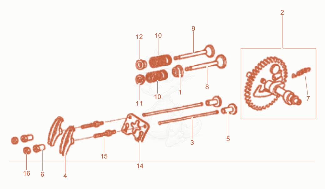 Exploded parts diagram of the Camshaft of a Wacker Neuson BRS90, with numbered balloons