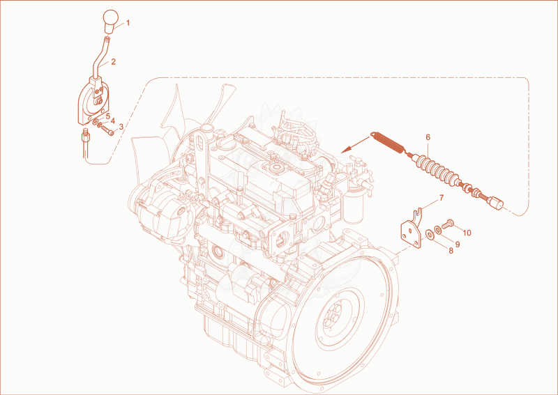 Exploded parts diagram of the speed actuating of a Wacker Neuson 1404, with numbered balloons