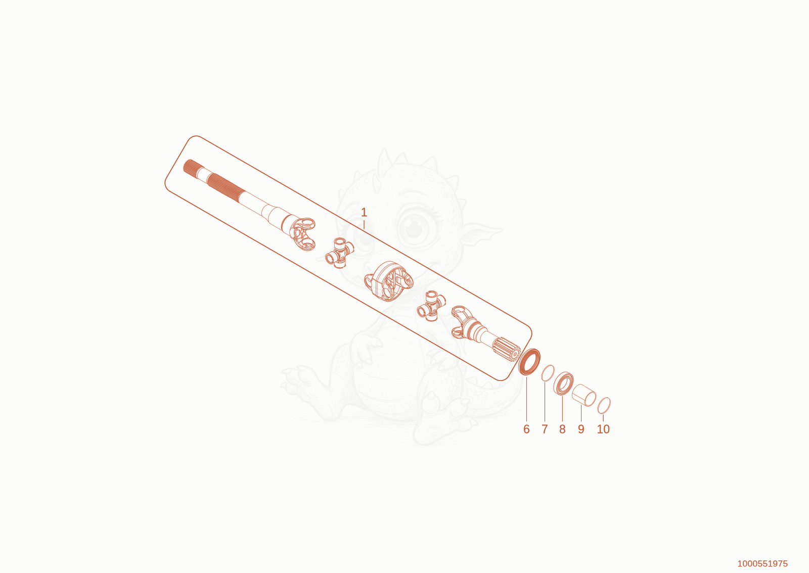 Exploded parts diagram of the cross union of a Wacker Neuson TH625(T06-01), with numbered balloons