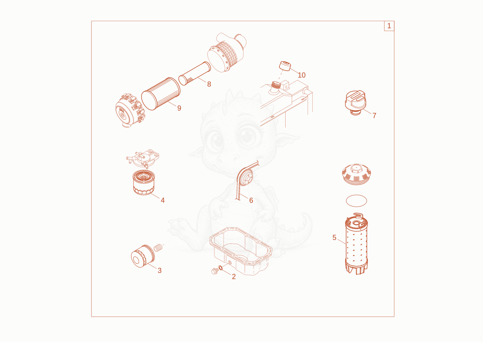 Exploded parts diagram of the maintenance package (3000h) of a Wacker Neuson EZ26-2, with numbered balloons