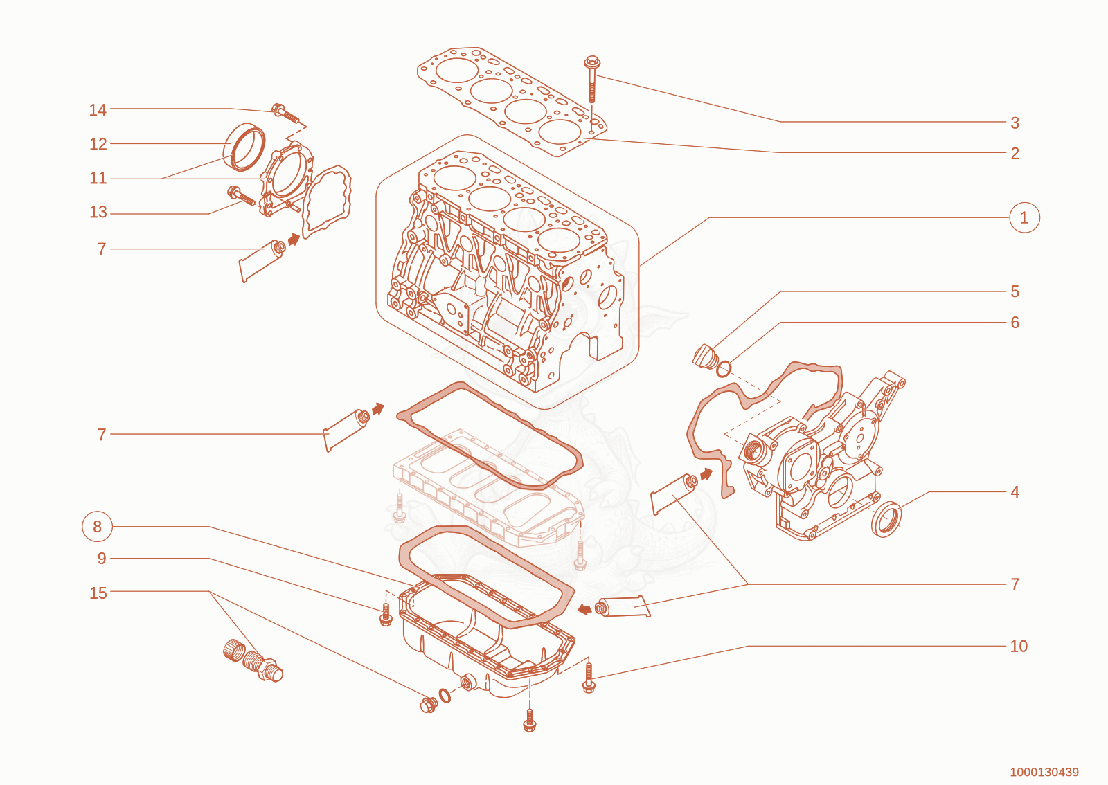 Exploded parts diagram of the Engine block of a Wacker Neuson 280, with numbered balloons