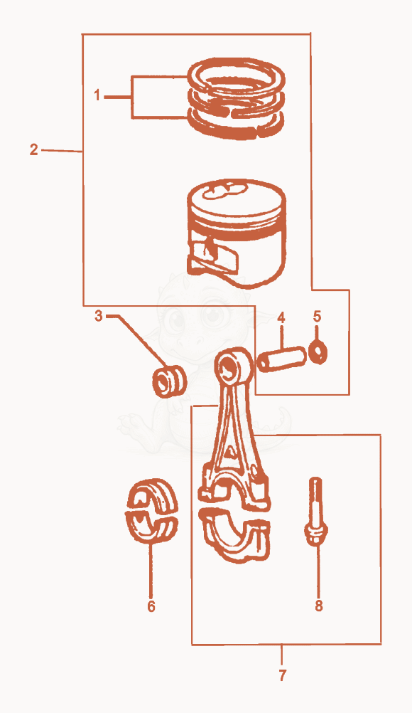 Exploded parts diagram of the Piston cpl. of a Wacker Neuson RT82-SC2, with numbered balloons