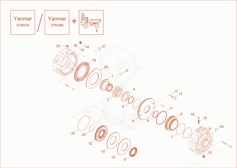 Exploded parts diagram of the BRAKES of a Wacker Neuson DW30, with numbered balloons
