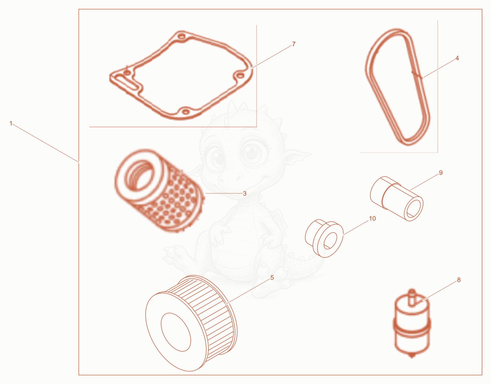 Exploded parts diagram of the Maintenance kit of a Wacker Neuson DPU4545HAP, with numbered balloons