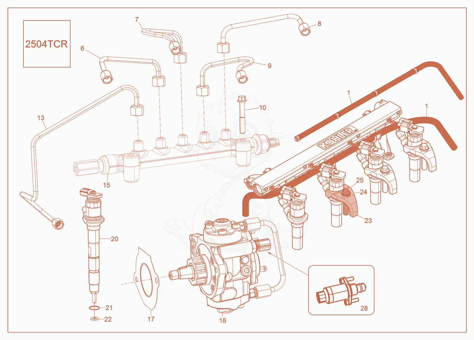 Exploded parts diagram of the Fuel System of a Wacker Neuson ST37, with numbered balloons