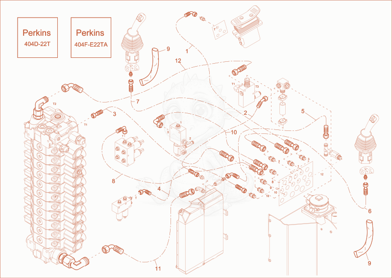 Exploded parts diagram of the TANK LINES 1 of a Wacker Neuson EW65, with numbered balloons