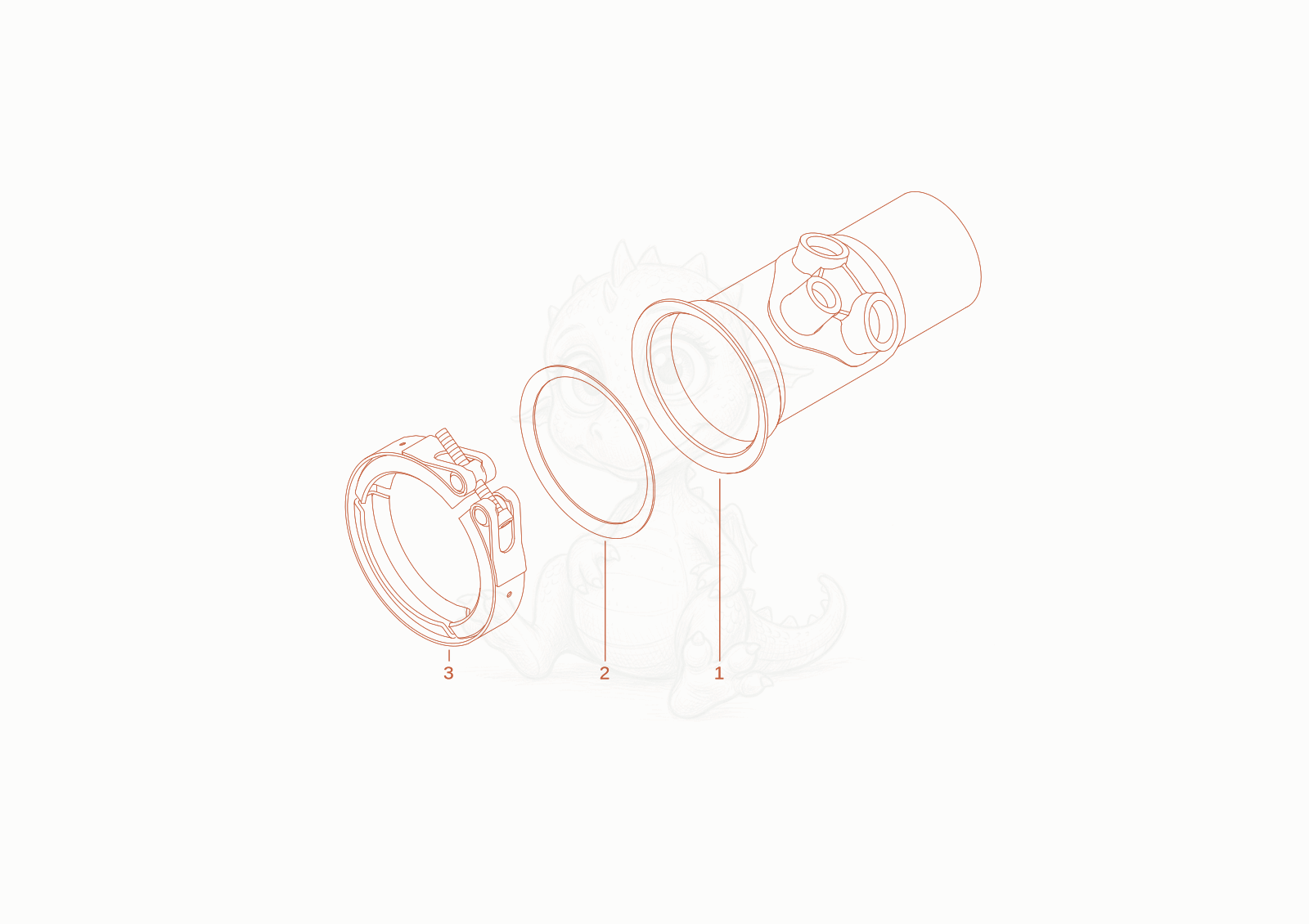 Exploded parts diagram of the exhaust pipe of a Wacker Neuson WL60T4F, with numbered balloons