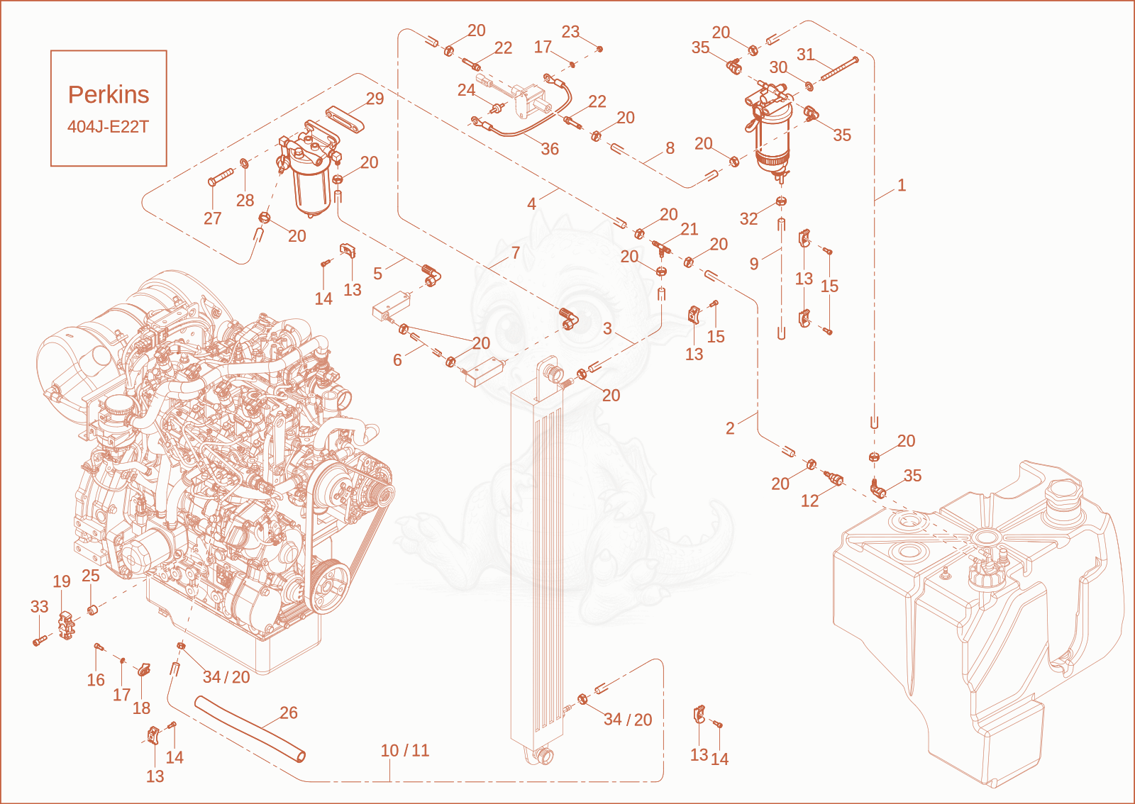 Exploded parts diagram of the FUEL SUPPLY (Option) of a Wacker Neuson EZ80, with numbered balloons